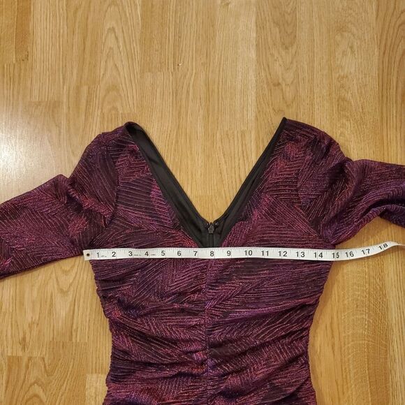 NEW -GUESS Metallic Long Sleeve Bodycon Mini Dress - Picture 9 of 12